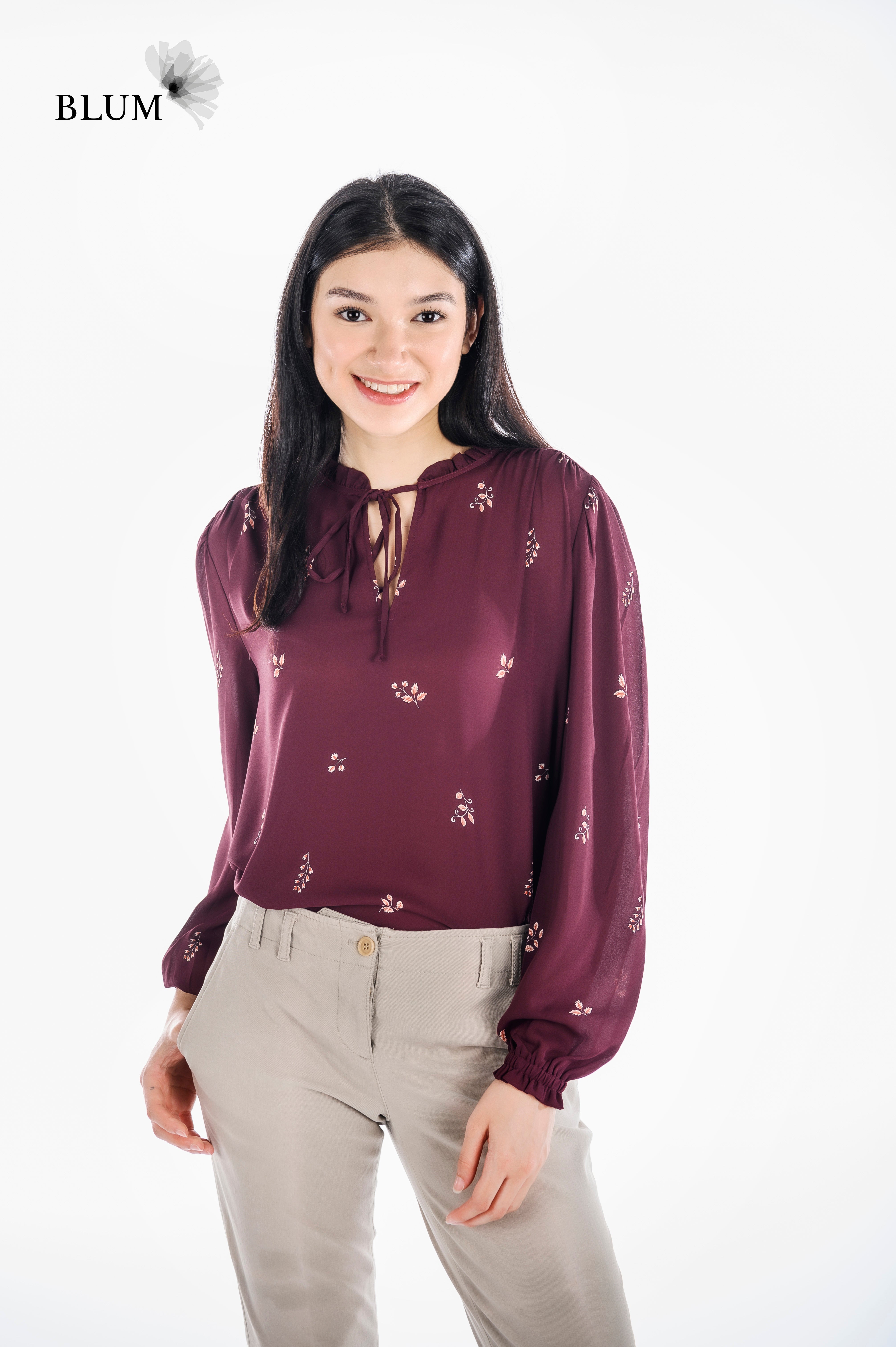 NOA Bishop Sleeve Button Up Blouse