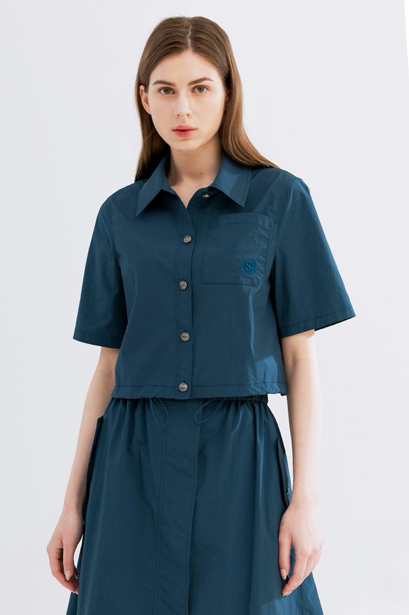 [Pre Order] Casual Cropped Collar Blouse