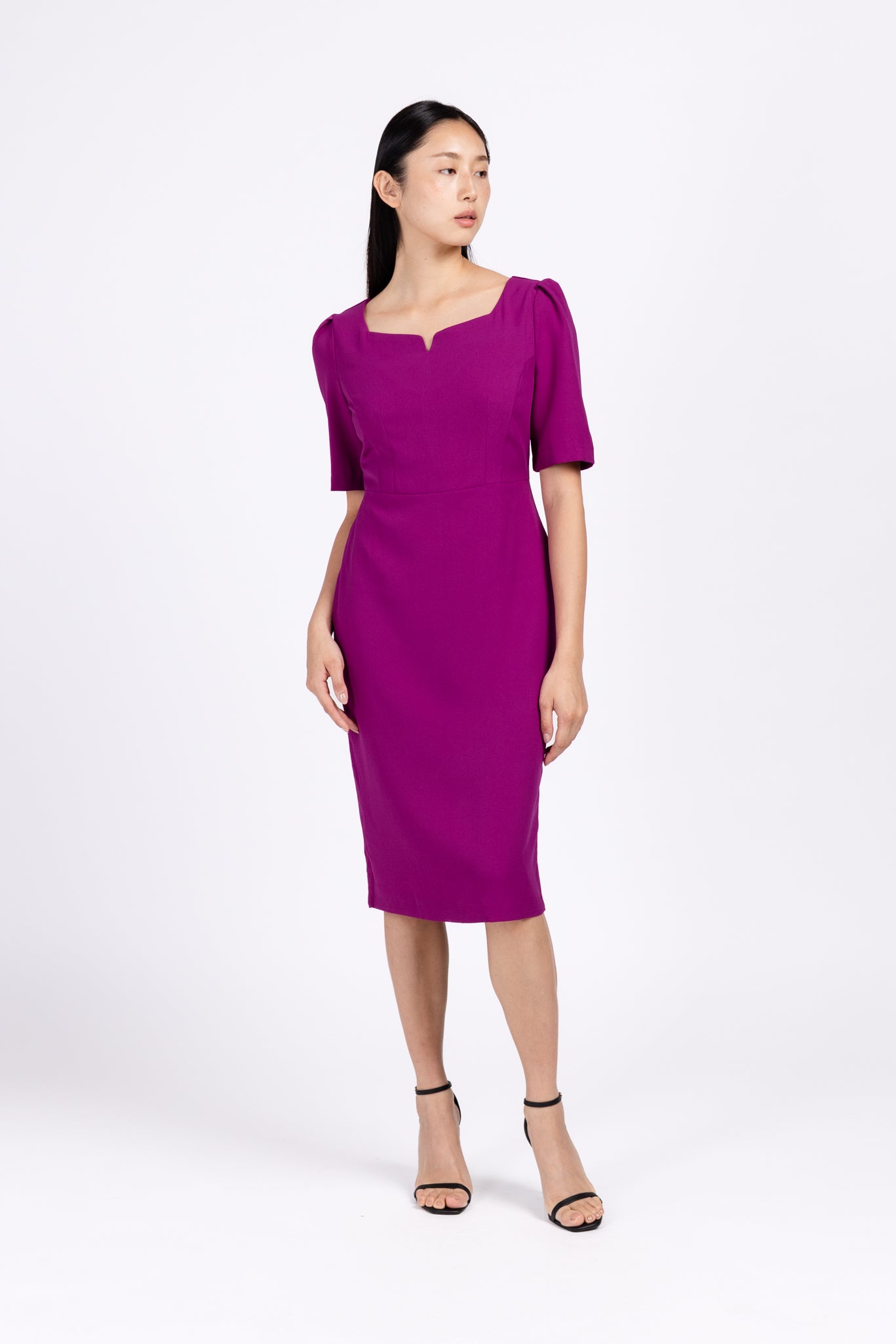 Purple hot sale midi dress